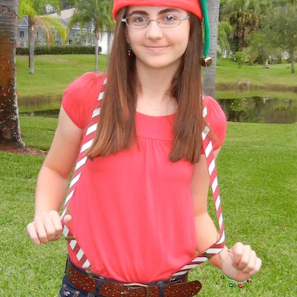 Red Candy Cane Striped Suspenders, pre-loved